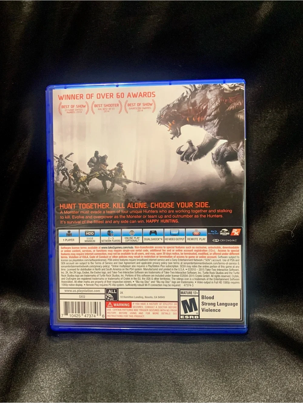EVOLVE PS4 Video Game Rated M EUC